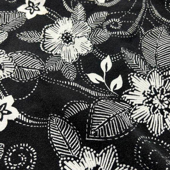 Alfred Dunner Black White Floral Size Large Pullover 3/4 Sleeves Top Shirt - Picture 6 of 8